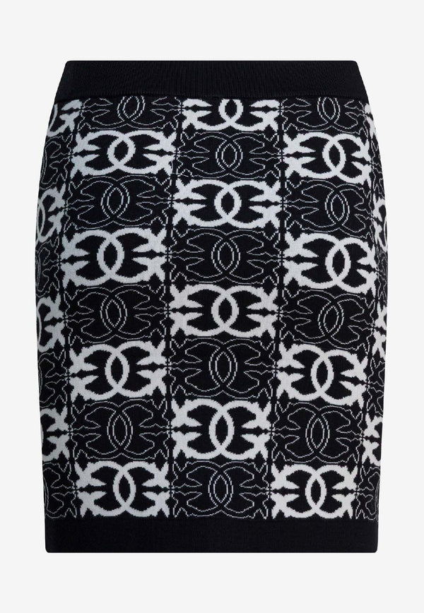 PINKO Monogram Mini Skirt Black 106040A2YDZZ2_75841b1e-3e57-4ad9-af1a-a6a4de6a4f6f