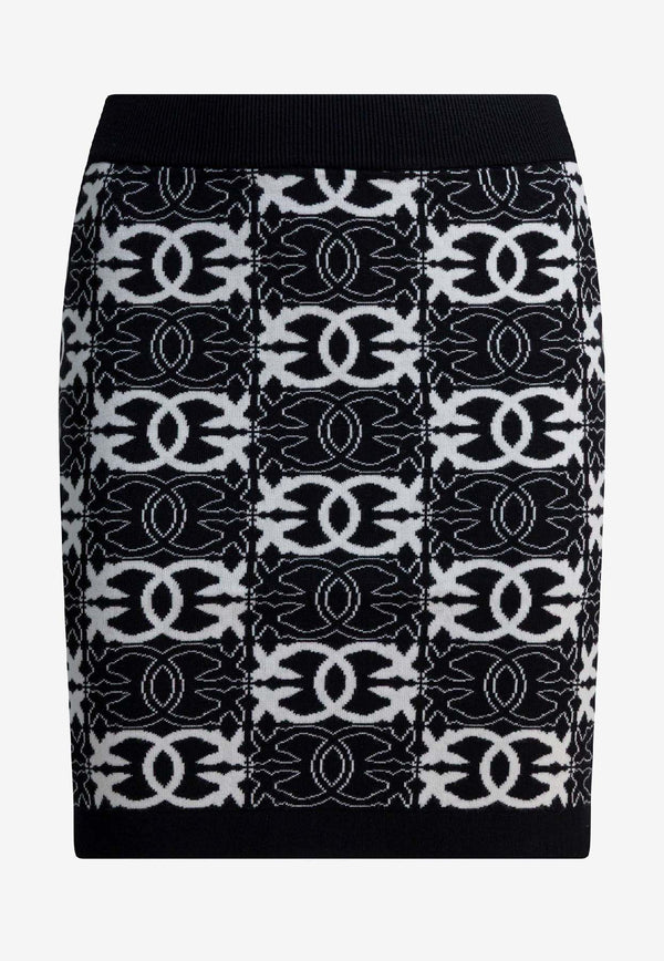PINKO Monogram Mini Skirt Black 106040A2YDZZ2_75841b1e-3e57-4ad9-af1a-a6a4de6a4f6f