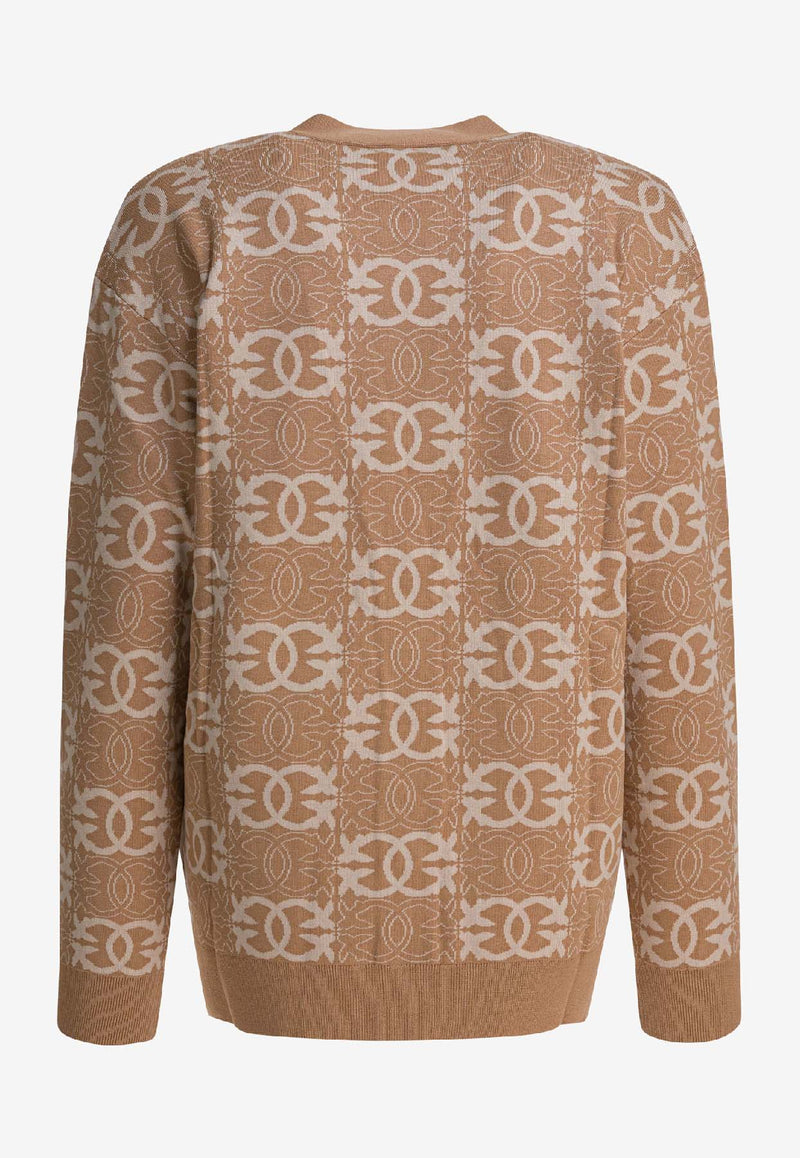 PINKO Jacquard Love Birds Cardigan Beige 106042A2YDC4Z_8f116fac-e1bc-41b8-aad8-f7b841b5269b