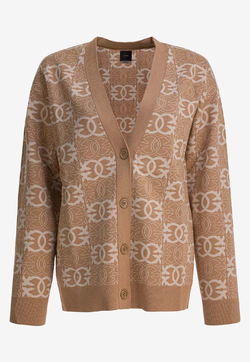PINKO Jacquard Love Birds Cardigan Beige 106042A2YDC4Z_8f116fac-e1bc-41b8-aad8-f7b841b5269b