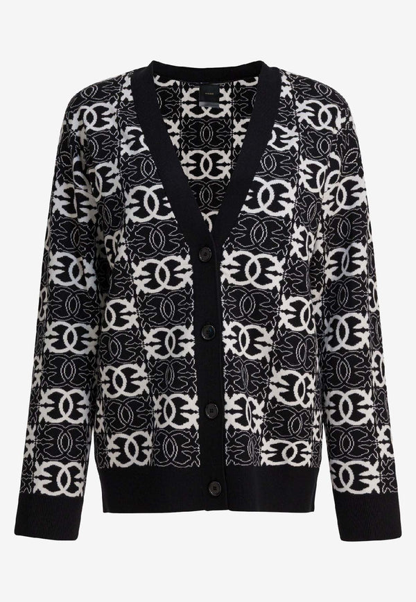PINKO Jacquard Love Birds Cardigan Black 106042A2YDZZ2_6700be04-be4d-4ff1-b69d-fb7ea15ed0d1