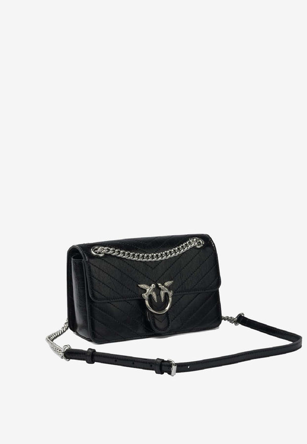 PINKO Mini Love One Chevron Leather Shoulder Bag Black 106173A2JCZ99E_8d962ec9-da12-4e94-88e3-e54d593bf49b