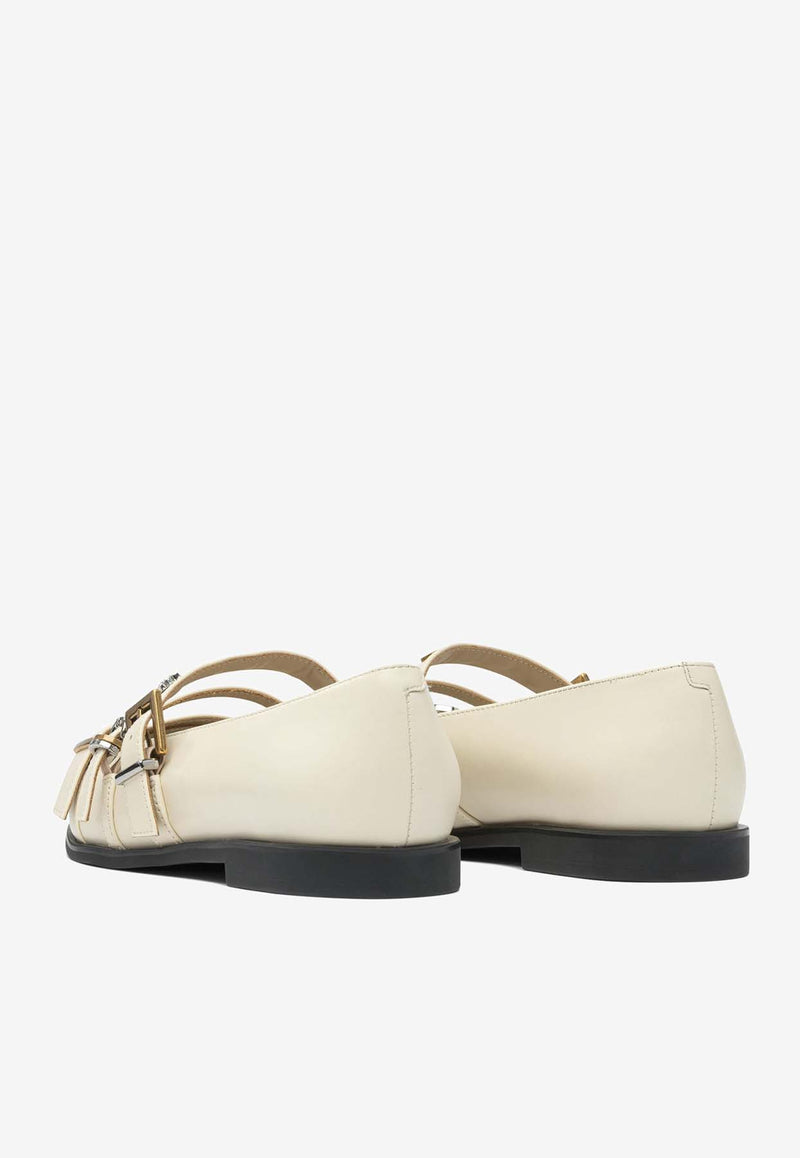 PINKO Zulema Leather Ballet Flats Cream SD0371P001DY7_37312d5b-14cf-4a1d-acd9-6c9493cc55b3