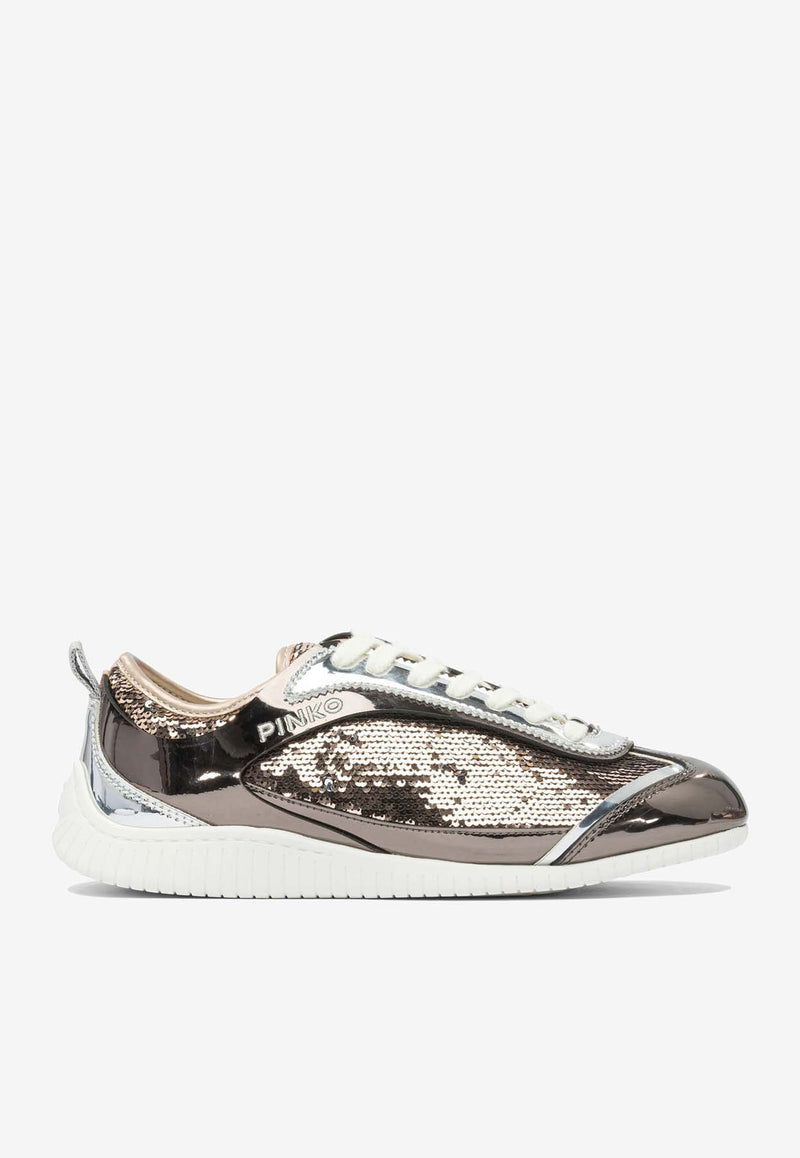 PINKO Reby 10 Sequined Sneakers  Bronze SS0123T046L15_48de7ee2-8e02-48f7-9a01-7ed1130d5ca0