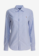 Polo Ralph Lauren Logo-Embroidered Buttoned Shirt Blue