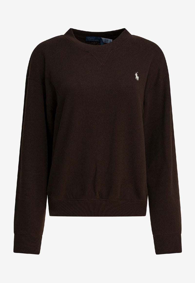 Polo Ralph Lauren Embroidered Pony Sweatshirt Brown 211971697008CIRCUIT BROWN_3dd8059b-e572-4091-8685-eb7e39b31ea1