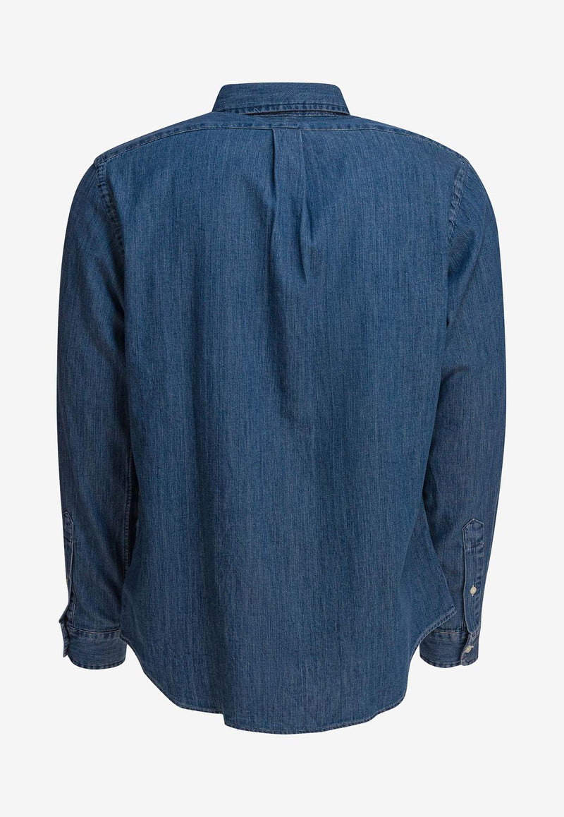 Polo Ralph Lauren Logo Embroidered Denim Shirt Blue 7107920430001DENIM_d074d1b8-d48e-42ef-93bb-b109ca30eea7
