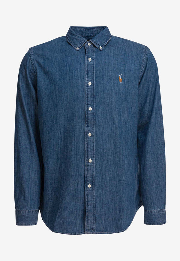 Polo Ralph Lauren Logo Embroidered Denim Shirt Blue 7107920430001DENIM_d074d1b8-d48e-42ef-93bb-b109ca30eea7