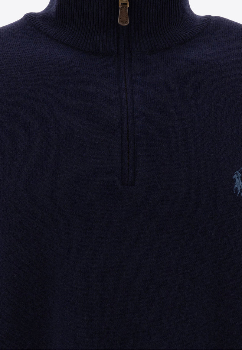 Polo Ralph Lauren Logo Embroidered Half-Zip Sweater Blue 710876756001HUNTER NAVY_5f56ac72-a180-4235-8064-e94be1174351