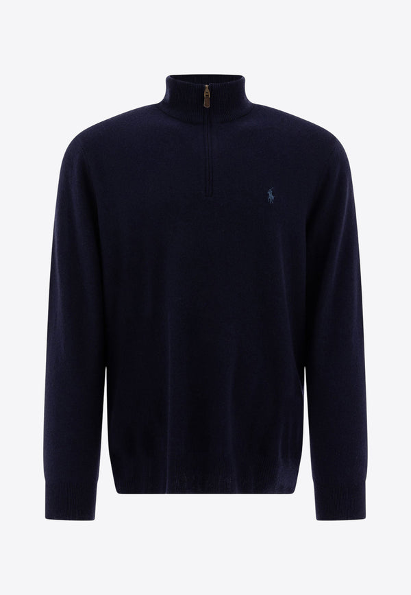 Polo Ralph Lauren Logo Embroidered Half-Zip Sweater Blue 710876756001HUNTER NAVY_5f56ac72-a180-4235-8064-e94be1174351