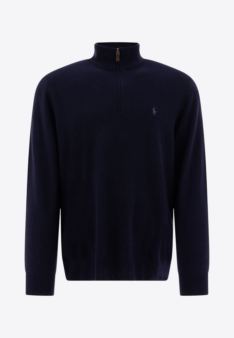 Polo Ralph Lauren Logo Embroidered Half-Zip Sweater Blue 710876756001HUNTER NAVY_5f56ac72-a180-4235-8064-e94be1174351