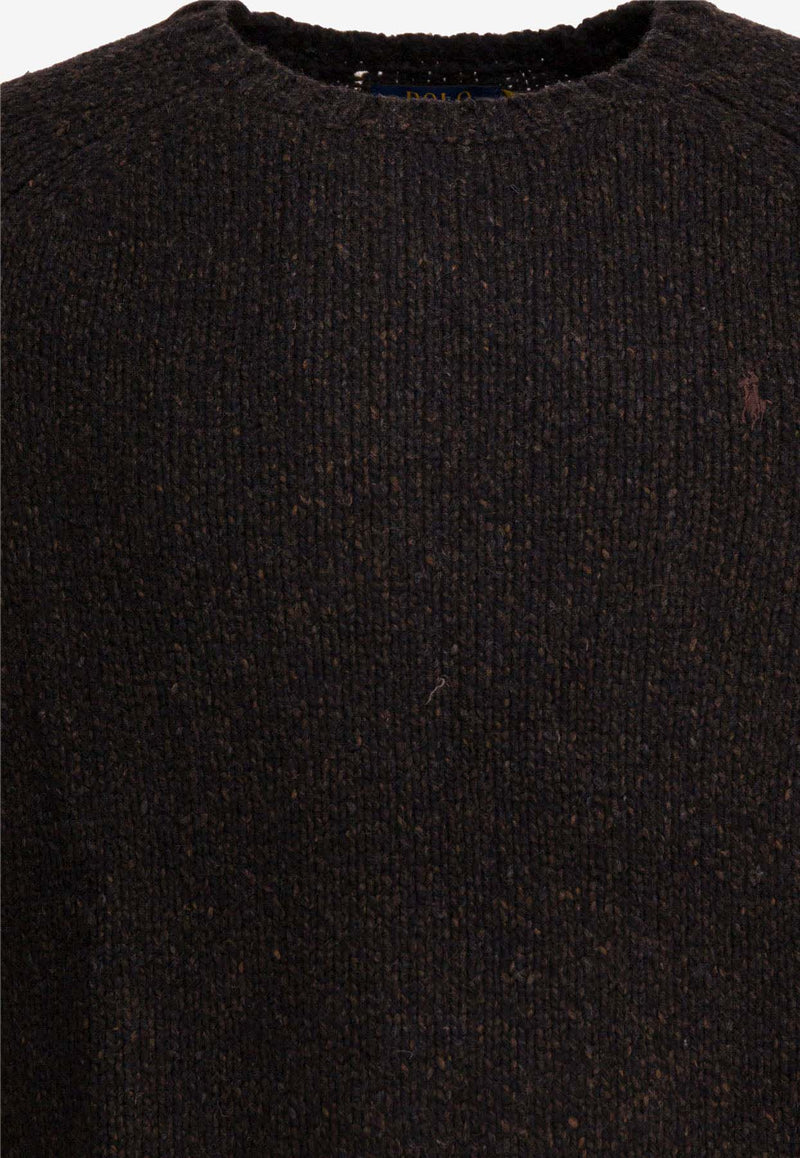 Polo Ralph Lauren Raglan-Sleeved Knitted Sweater Gray 710982142003CHARCOAL MARL_807ce666-b1c3-4085-83d4-cfd6bd32e512