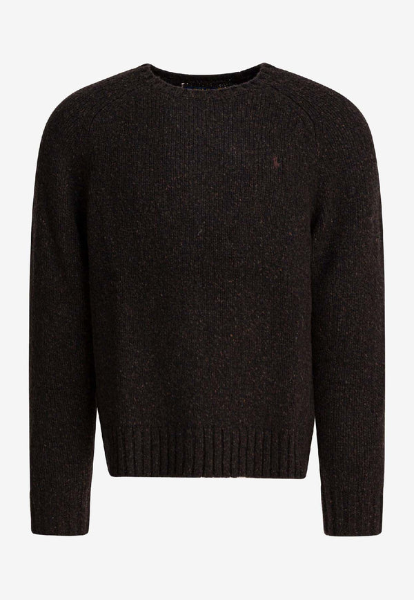 Polo Ralph Lauren Raglan-Sleeved Knitted Sweater Gray 710982142003CHARCOAL MARL_807ce666-b1c3-4085-83d4-cfd6bd32e512