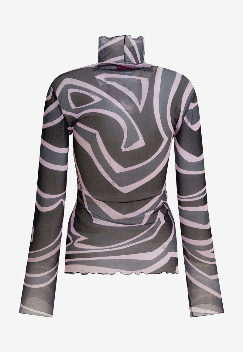 Pucci Labirinto Print Turtleneck Tulle Top Multicolor 5UJM155U749047_44066fad-d9d7-4e71-a0cf-d07a2801bfc4