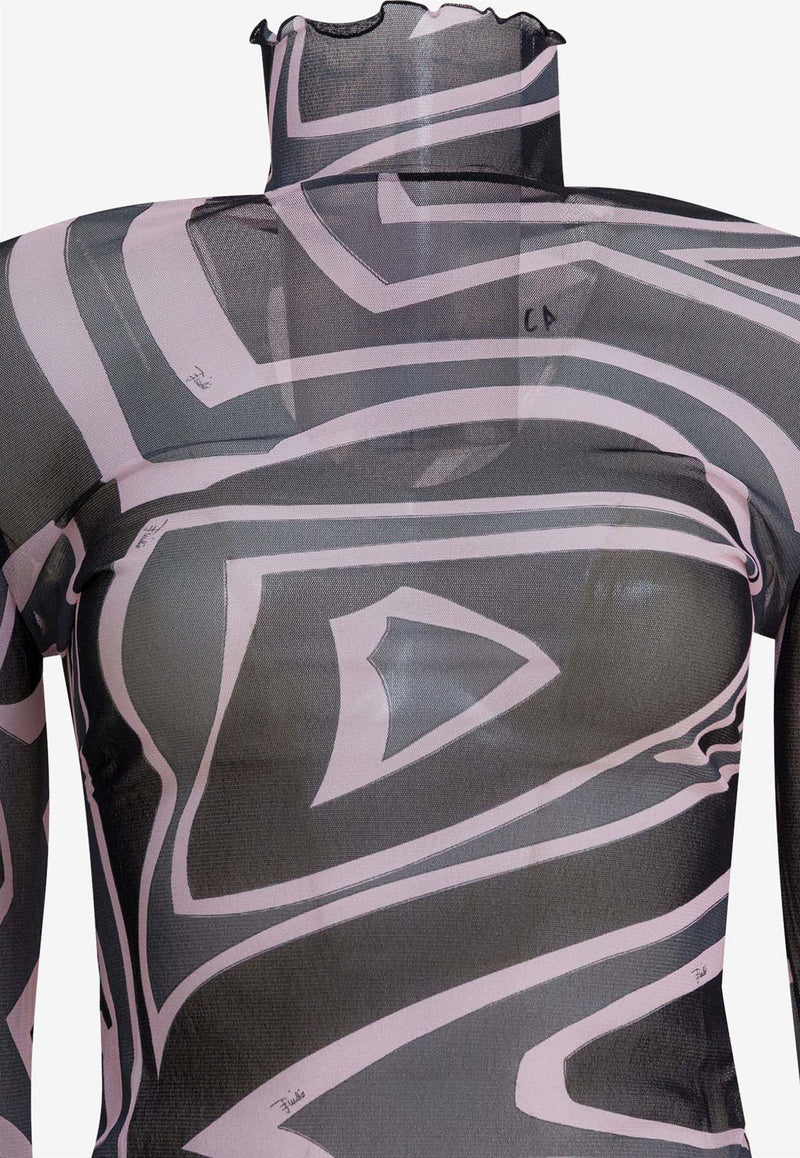 Pucci Labirinto Print Turtleneck Tulle Top Multicolor 5UJM155U749047_44066fad-d9d7-4e71-a0cf-d07a2801bfc4