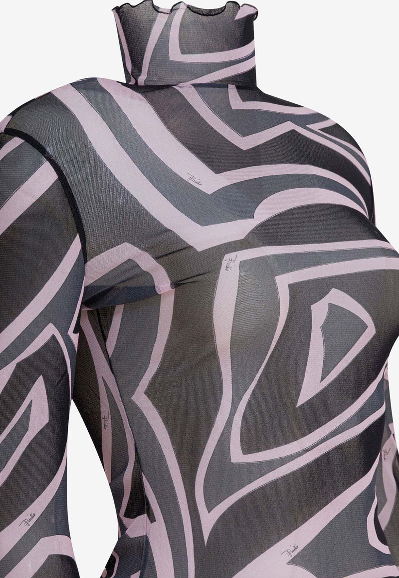 Pucci Labirinto Print Turtleneck Tulle Top Multicolor 5UJM155U749047_44066fad-d9d7-4e71-a0cf-d07a2801bfc4