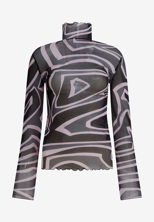 Pucci Labirinto Print Turtleneck Tulle Top Multicolor 5UJM155U749047_44066fad-d9d7-4e71-a0cf-d07a2801bfc4