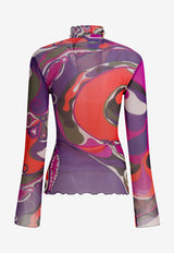 Pucci Orchidee Print Turtleneck Tulle Top Multicolor 5UJM165U839017_a5eb806d-423f-458d-8d8c-34fd3257bdcc