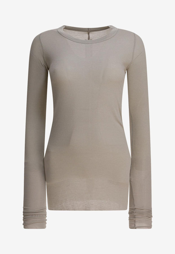 Rick Owens Long-Sleeved Semi Sheer T-shirt Gray RP02E4202RC08_82687