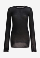 Rick Owens Long-Sleeved Semi Sheer T-shirt Black RP02E4202RC09_82730