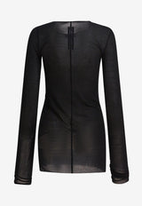 Rick Owens Long-Sleeved Semi Sheer T-shirt Black RP02E4202RC09_82730