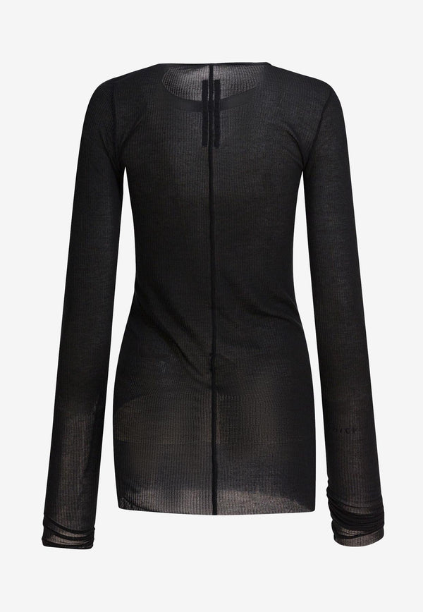 Rick Owens Long-Sleeved Semi Sheer T-shirt Black RP02E4202RC09_82730