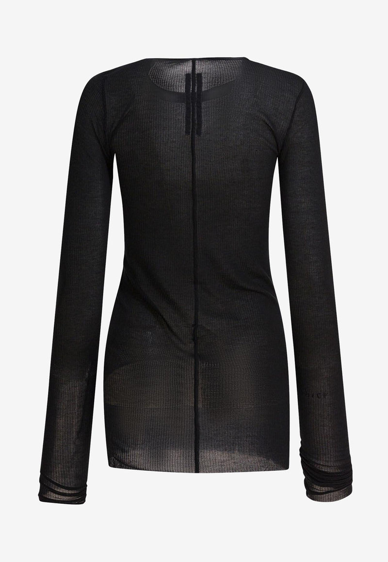 Rick Owens Long-Sleeved Semi Sheer T-shirt Black RP02E4202RC09_82730