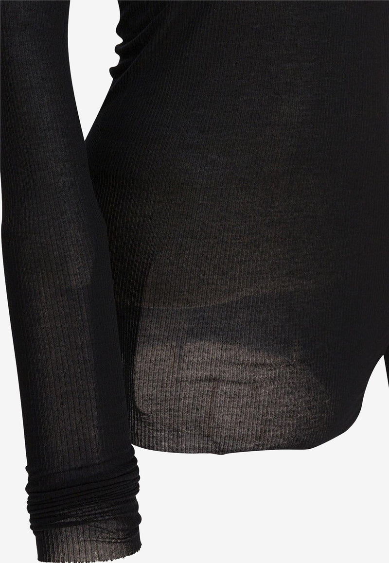 Rick Owens Long-Sleeved Semi Sheer T-shirt Black RP02E4202RC09_82730