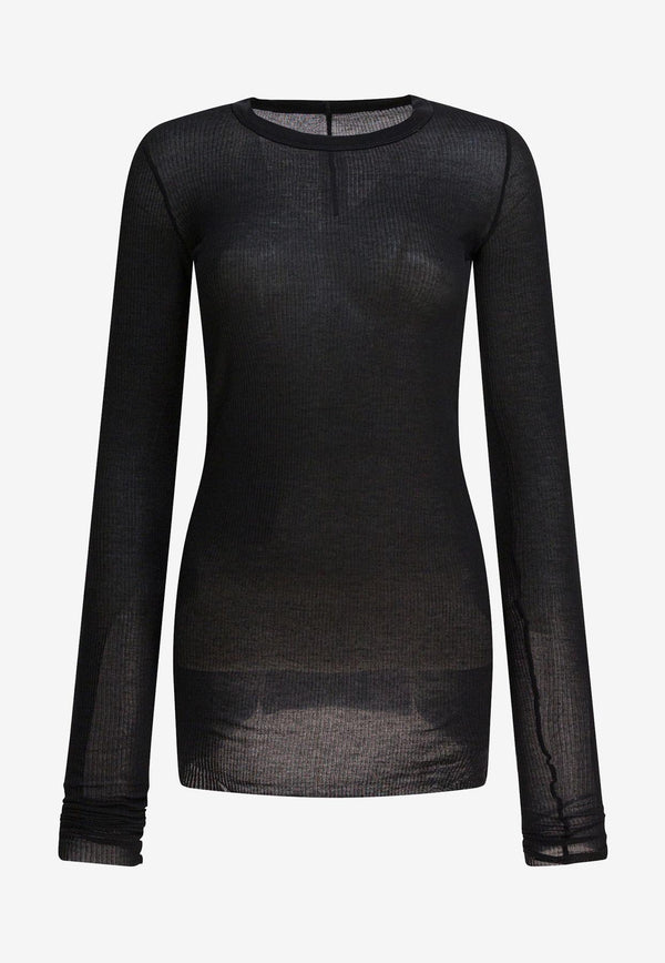Rick Owens Long-Sleeved Semi Sheer T-shirt Black RP02E4202RC09_82730