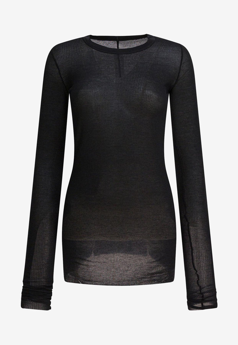 Rick Owens Long-Sleeved Semi Sheer T-shirt Black RP02E4202RC09_82730