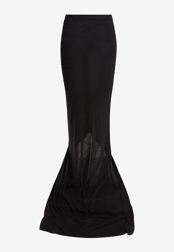 Rick Owens Edfu Ruched Maxi Skirt Black RP02E4359JR09_82847