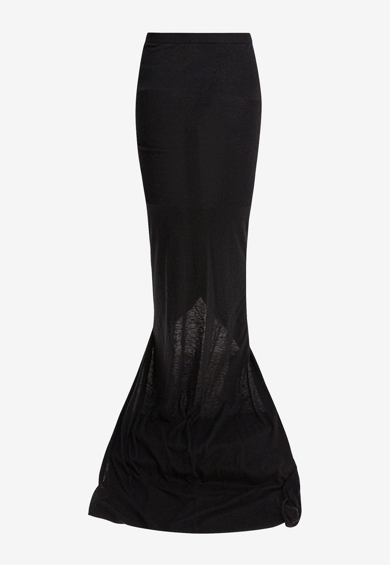 Rick Owens Edfu Ruched Maxi Skirt Black RP02E4359JR09_82847