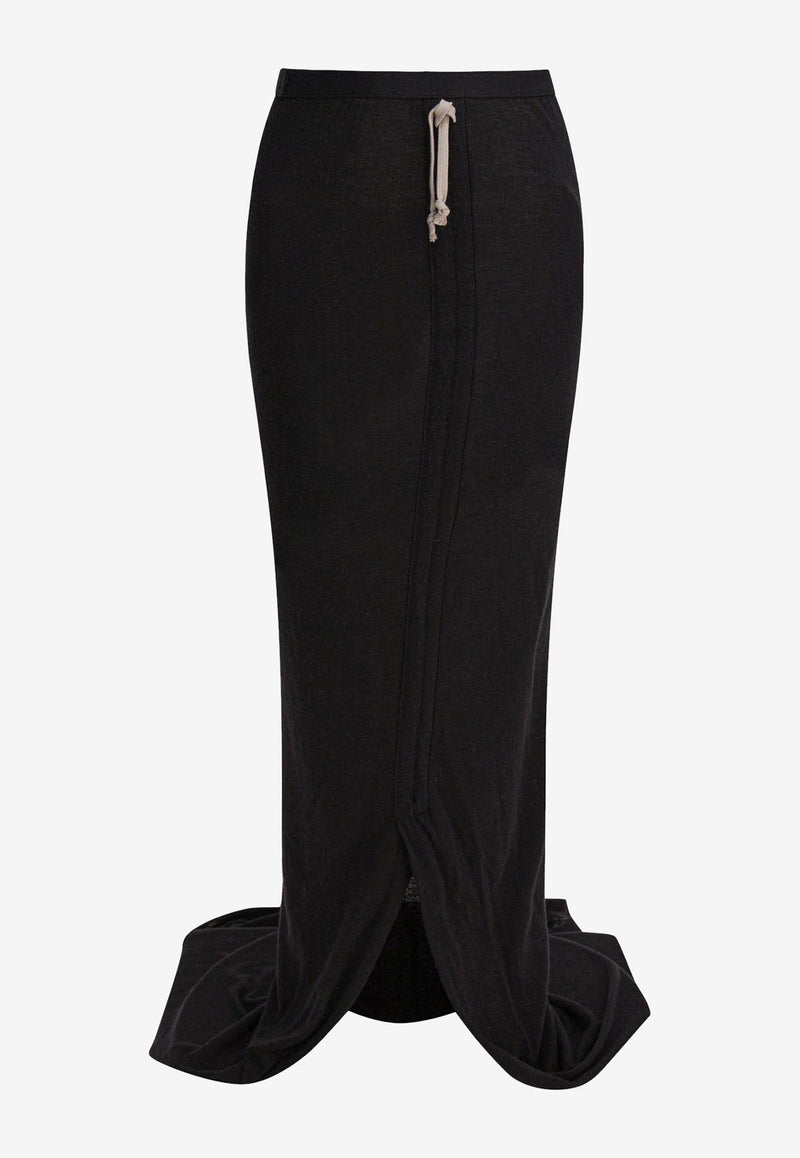 Rick Owens Edfu Ruched Maxi Skirt Black RP02E4359JR09_82847