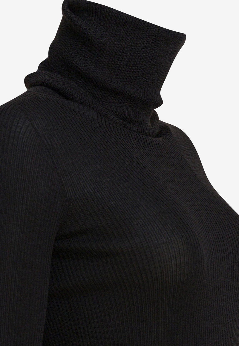 Rick Owens Turtleneck Wool Sheer Sweater Black RP02E4614RIBM09_82690