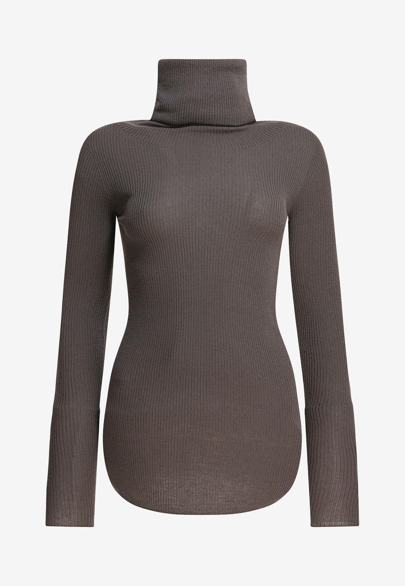 Rick Owens Turtleneck Wool Sheer Sweater Gray RP02E4614RIBM34_82718