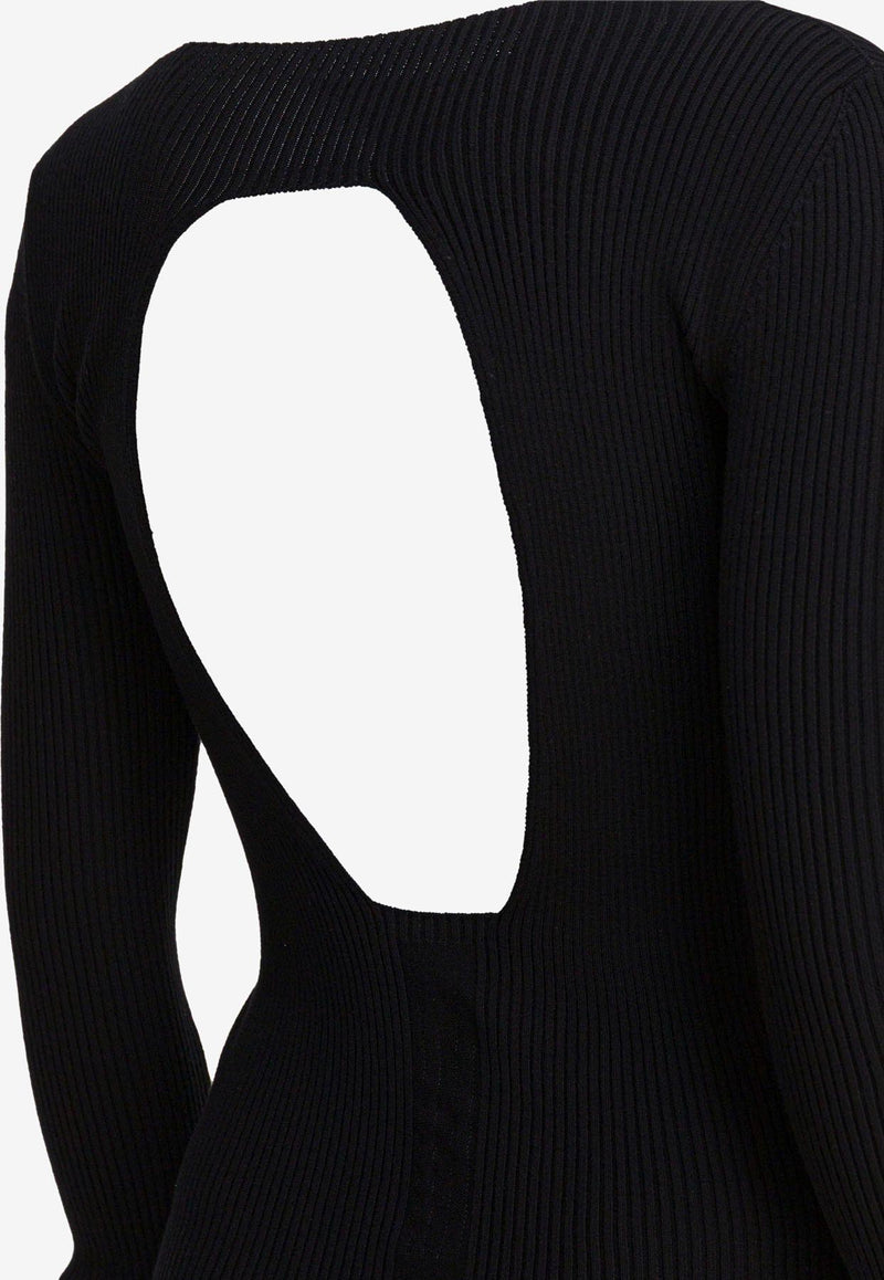 Rick Owens Wool Sheath Dress with Cut-Out Black RP02E4616RIBVI09_82695