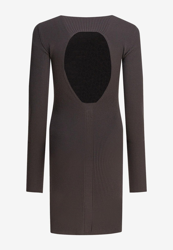 Rick Owens Wool Sheath Dress with Cut-Out Gray RP02E4616RIBVI78_82885