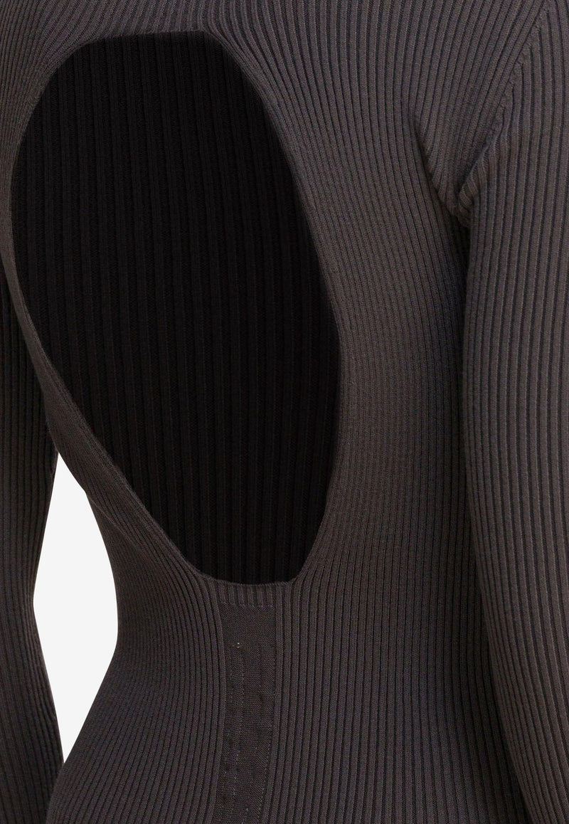 Rick Owens Wool Sheath Dress with Cut-Out Gray RP02E4616RIBVI78_82885