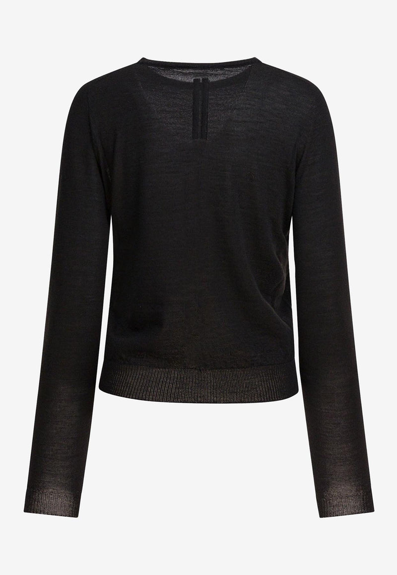 Rick Owens Ribbed Crewneck Sweater  Black RP02E4624M09_8135c2f8-dbab-4006-8ee3-7e572e36ed29