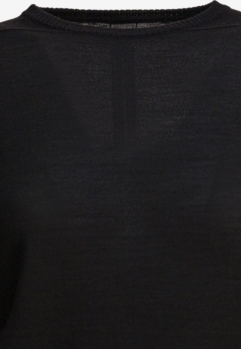 Rick Owens Ribbed Crewneck Sweater  Black RP02E4624M09_8135c2f8-dbab-4006-8ee3-7e572e36ed29