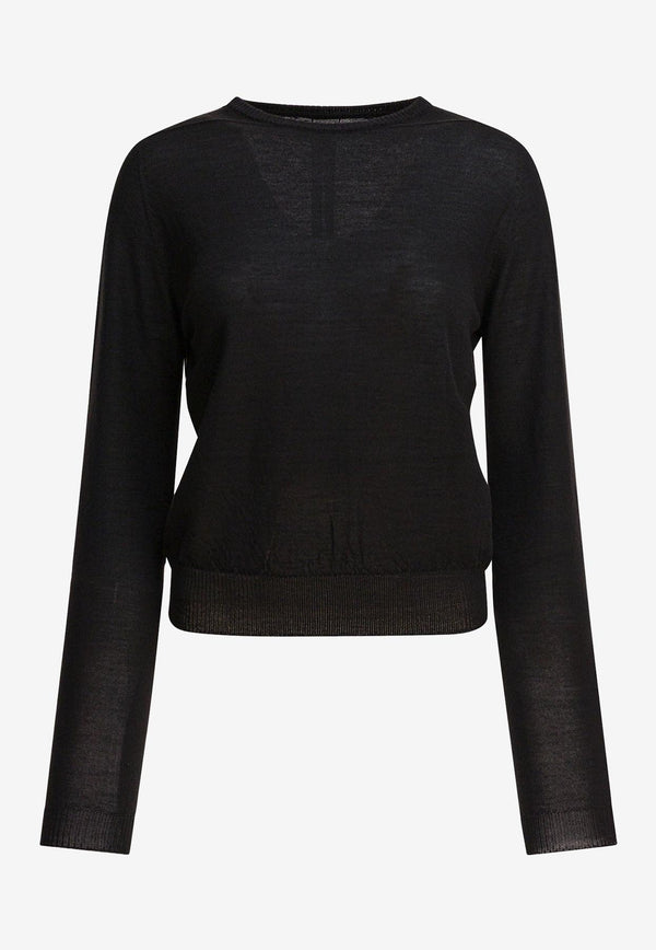 Rick Owens Ribbed Crewneck Sweater  Black RP02E4624M09_8135c2f8-dbab-4006-8ee3-7e572e36ed29