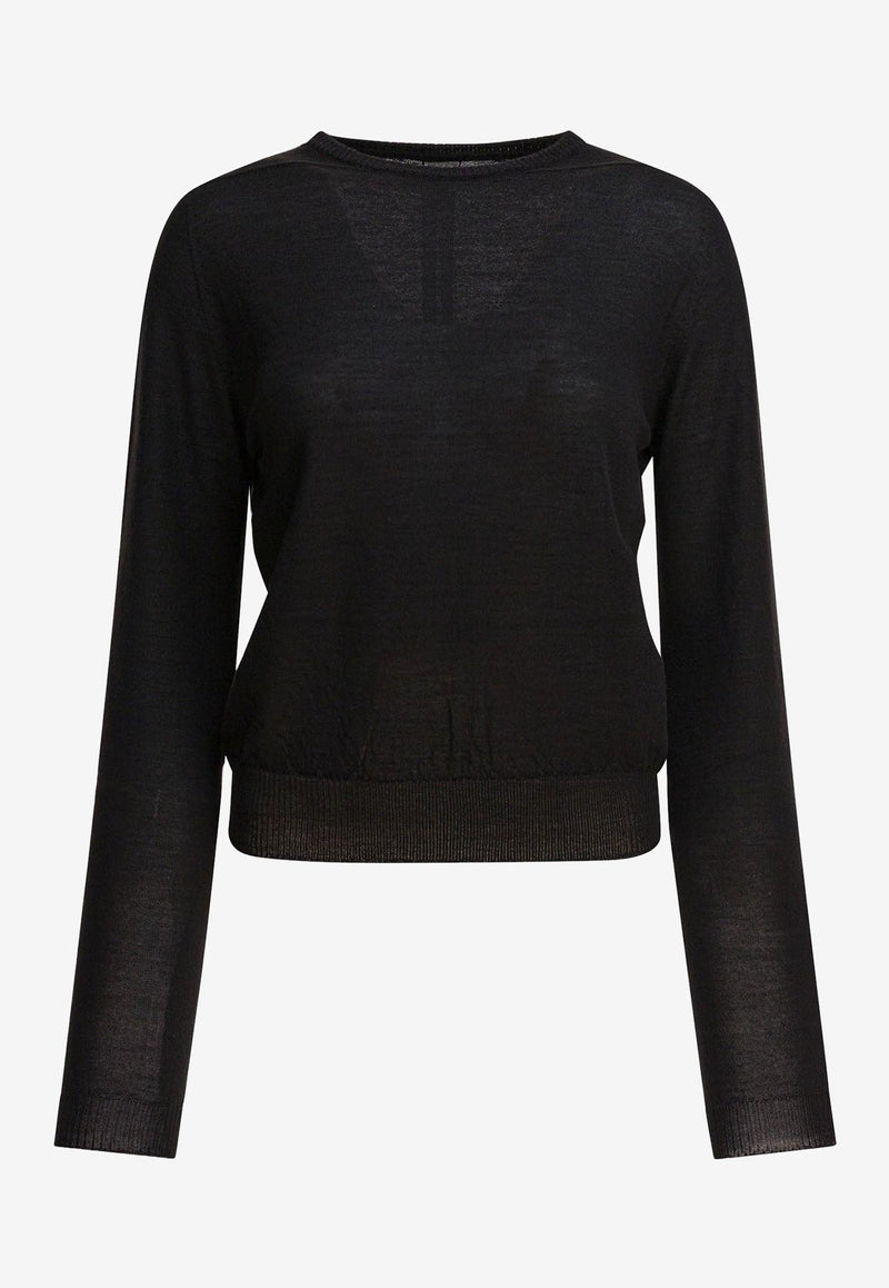 Rick Owens Ribbed Crewneck Sweater  Black RP02E4624M09_8135c2f8-dbab-4006-8ee3-7e572e36ed29