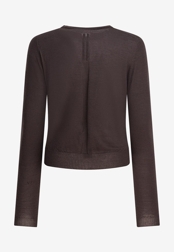 Rick Owens Ribbed Crewneck Sweater  Brown RP02E4624M78_f2dedcc0-9242-4572-adf6-10772ec10636