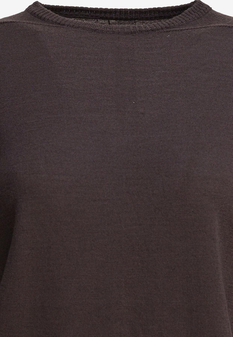 Rick Owens Ribbed Crewneck Sweater  Brown RP02E4624M78_f2dedcc0-9242-4572-adf6-10772ec10636