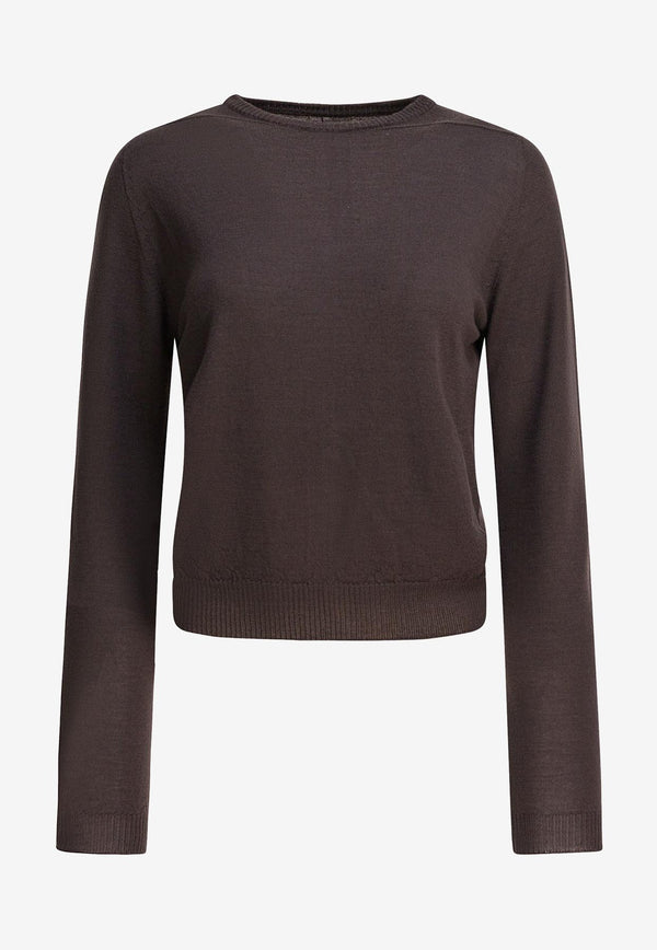 Rick Owens Ribbed Crewneck Sweater  Brown RP02E4624M78_f2dedcc0-9242-4572-adf6-10772ec10636