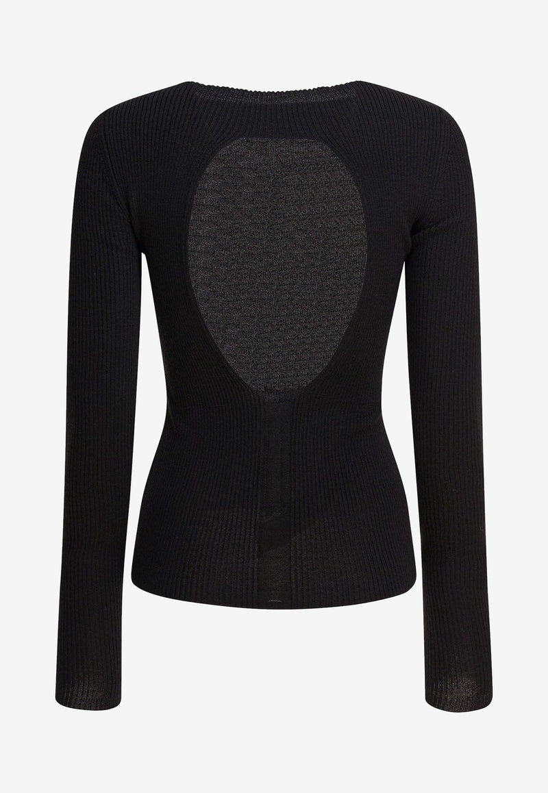 Rick Owens Ribbed Sweater with Cut-Out Black RP02E4683RIBM09_82906