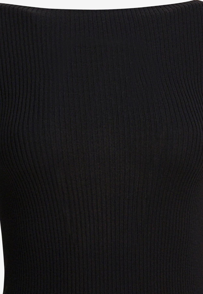 Rick Owens Ribbed Sweater with Cut-Out Black RP02E4683RIBM09_82906