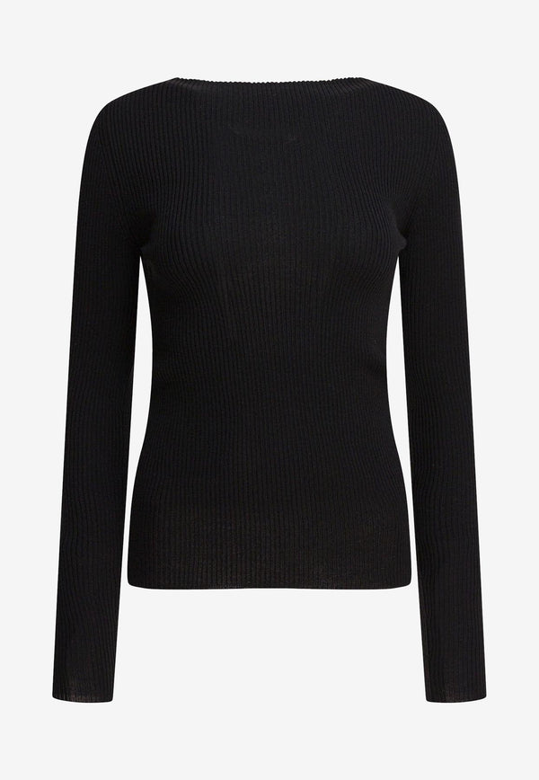 Rick Owens Ribbed Sweater with Cut-Out Black RP02E4683RIBM09_82906