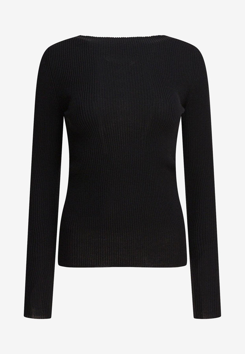 Rick Owens Ribbed Sweater with Cut-Out Black RP02E4683RIBM09_82906