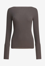 Rick Owens Ribbed Sweater with Cut-Out Gray RP02E4683RIBM34_82702